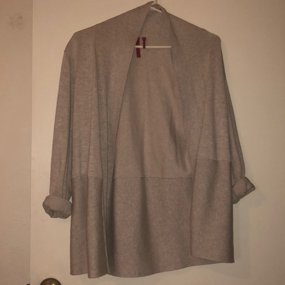 Beige cardigan.